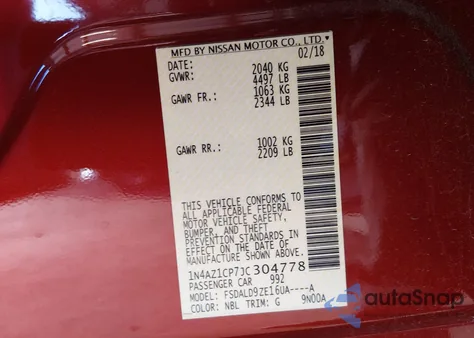 2018 Nissan Leaf Sv из США, поврежденный, VIN 1N4AZ1CP7JC304778